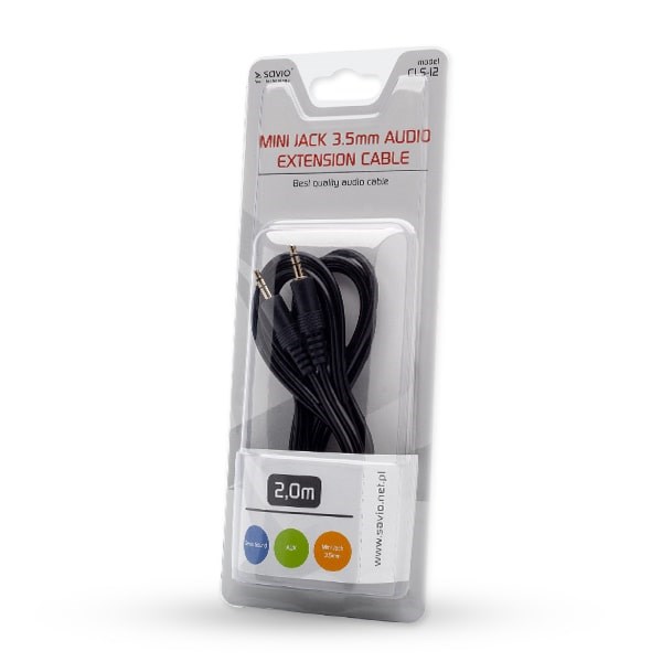Savio Mini Jack 3,5mm audio kabel 2m CLS-12 Black