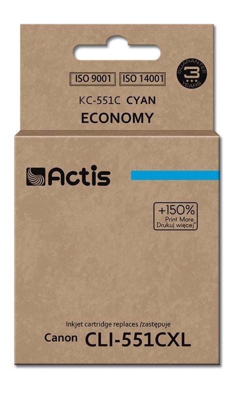 Actis Inkoust KC-551C (náhradní inkoust Canon CLI-551C; standardní; 12 ml; modrý)