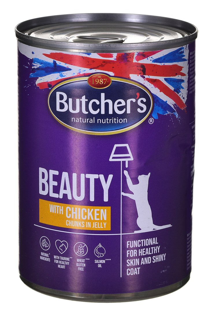 BUTCHER'S FUNCTIONAL BEAUTY Mokré krmivo pro kočky Kousky v želé Kuřecí maso 400 g