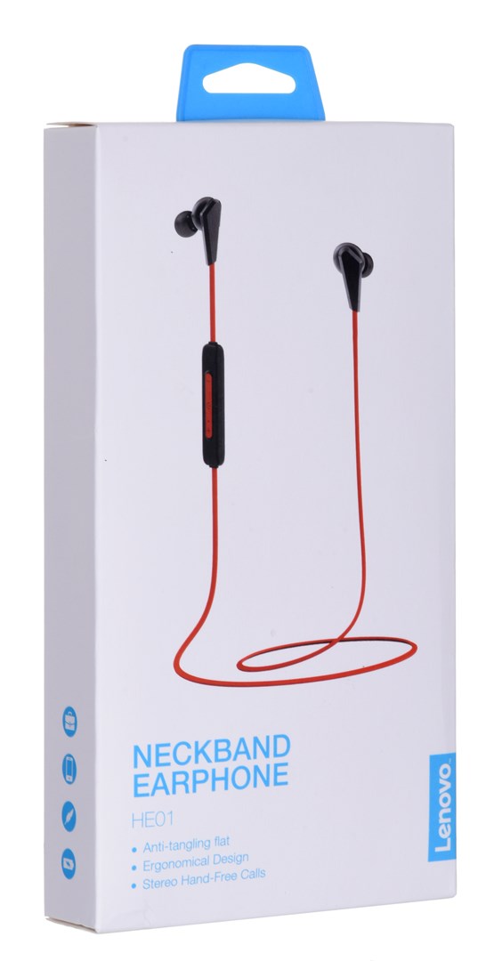 Słuchawki Lenovo HE01 (bezprzewodowe,  Bluetooth, douszne, czerwone)