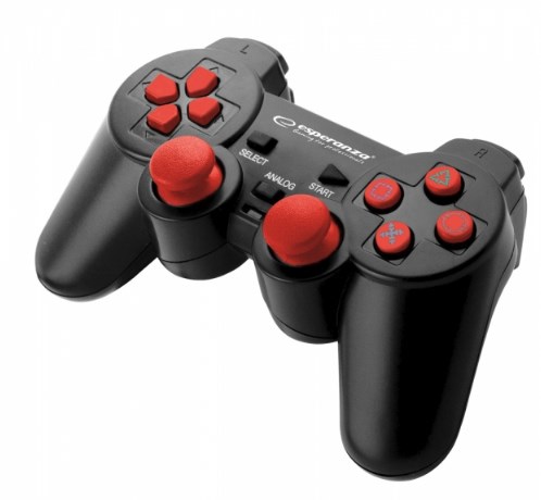 Esperanza EGG106R herní ovladač Gamepad PC,Playstation 2,Playstation 3 Analogový/digitální USB 2.0 Černá, Červená