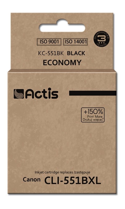 Actis KC-551Bk (náhradní inkoust Canon CLI-551BK; standardní; 12 ml; černý)
