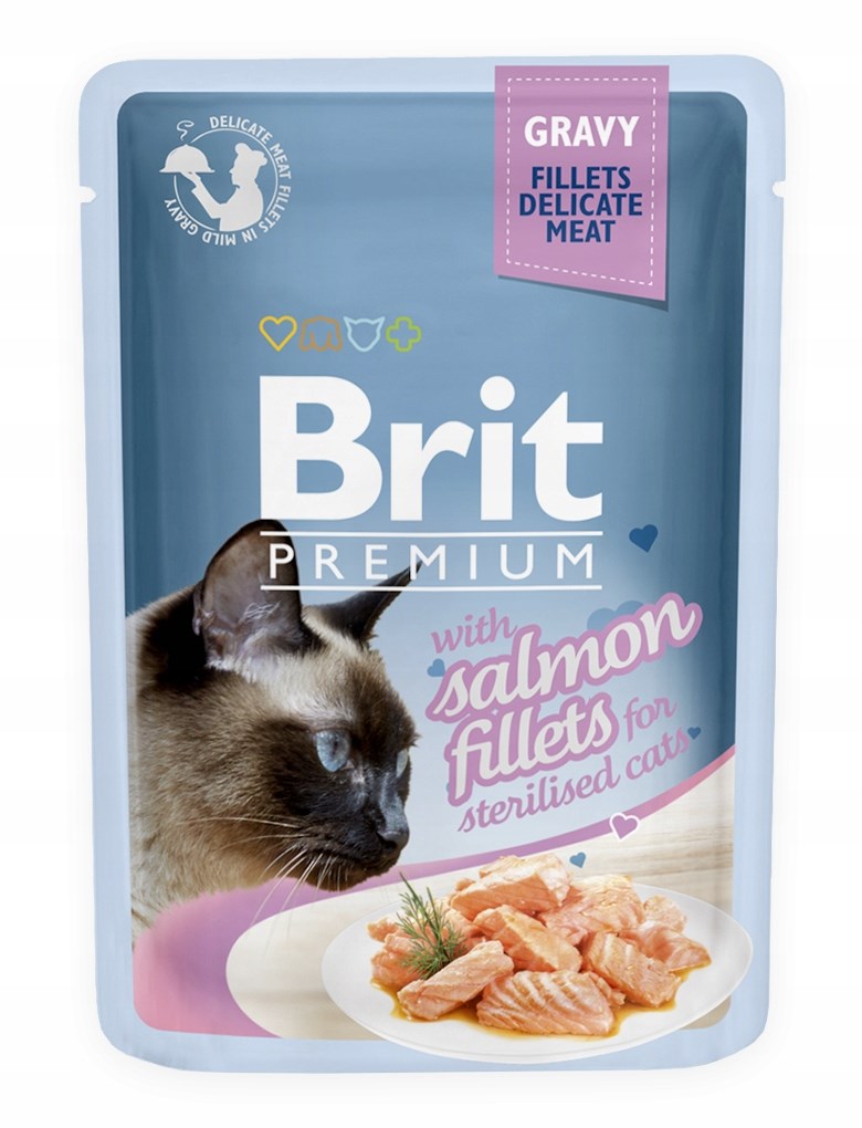 BRIT Premium Sterilised Gravy Salmon - vlhké krmivo pro kočky - 85g