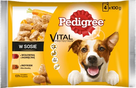 Pedigree 5900951262616 konzervované krmivo pro psy Hovězí, Mrkev, Jehněcí, Turecko Adult 100 g