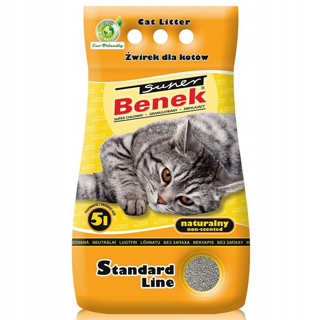 Certech Super Benek Standard Natural - Hrudkující stelivo pro kočky 5 l