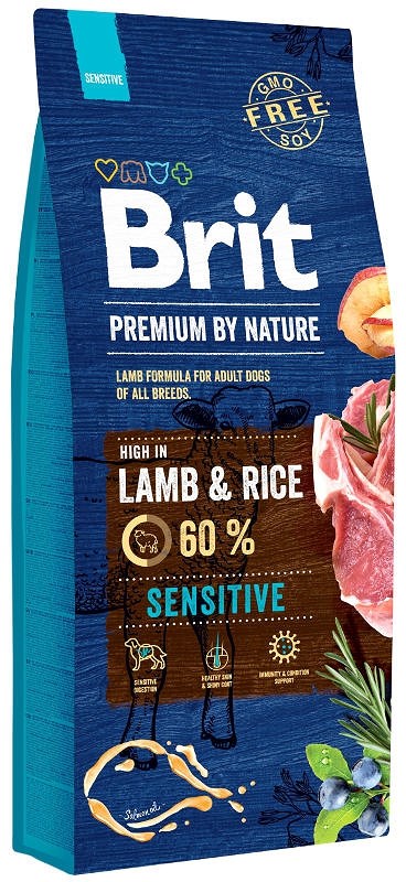 Brit Premium By Nature Sensitive Lamb &amp; Rice - suché krmivo pro psy - Jehněcí 15kg
