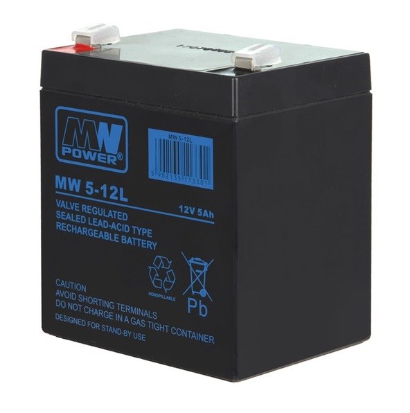 MPL MW POWER MW 5-12L Baterie do UPS Kyselinová olověný akumulátor VRLA AGM Bezúdržbový 12 V 5 Ah Černá