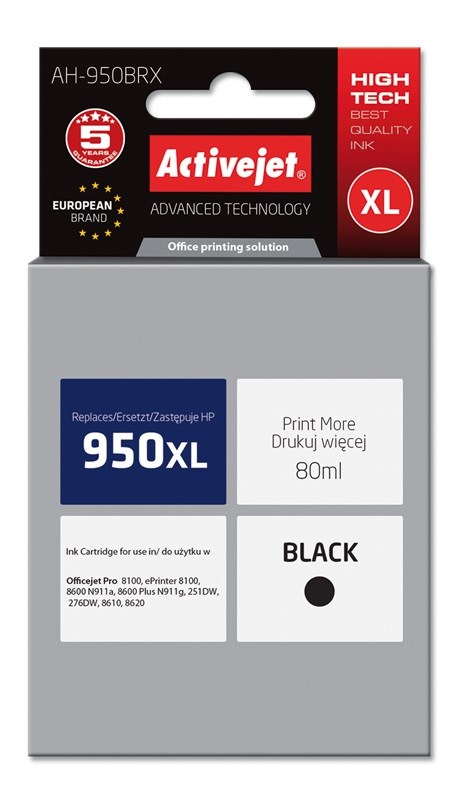 Activejet AH-950BRX Inkoust (náhrada za HP 950XL CN045AE; Premium; 80 ml; černý)