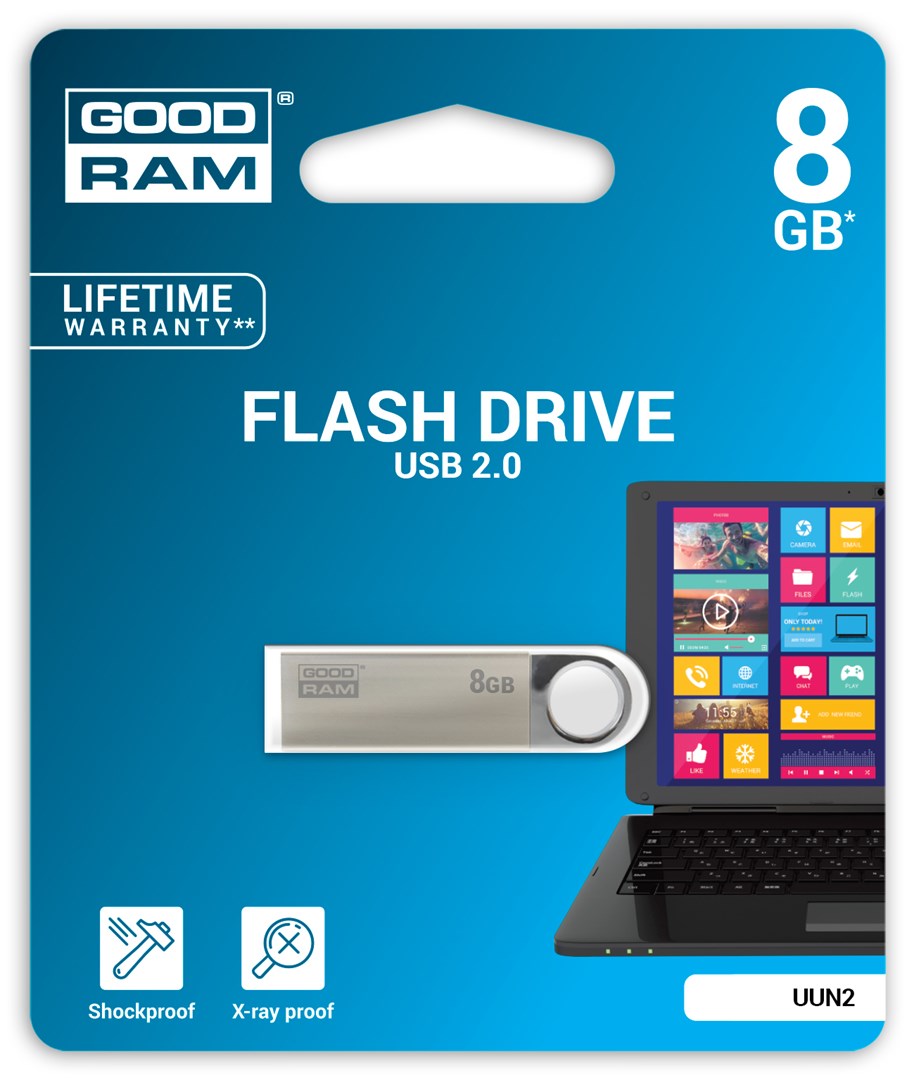 Goodram 8GB USB 2.0 USB paměť USB Typ-A Černá, Stříbrná