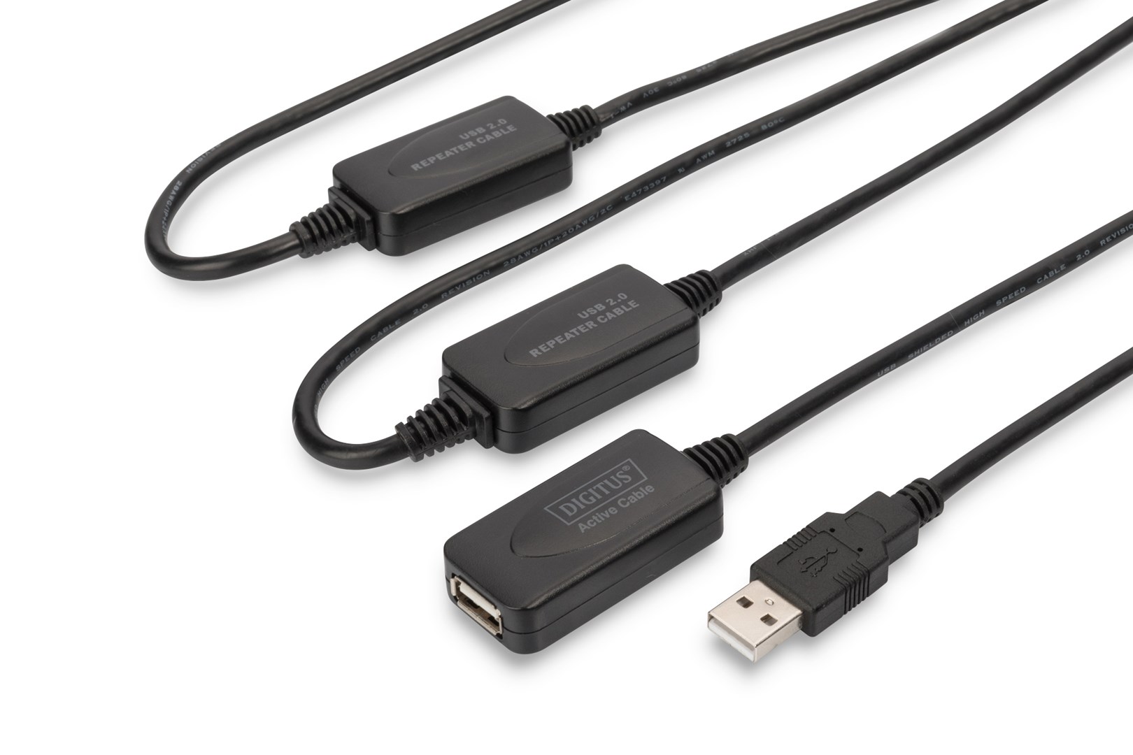 Digitus USB 2.0 25m USB kabel USB A Černá