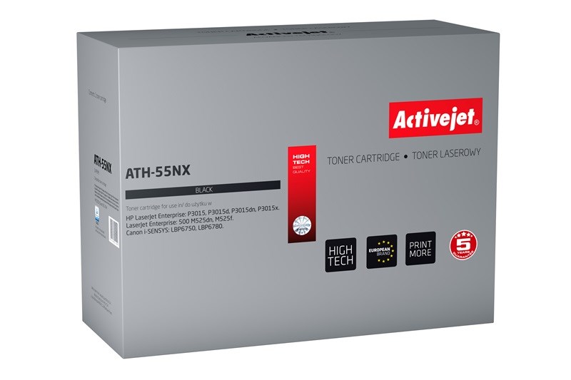 Activejet tonerová kazeta ATH-55NX (náhrada za HP 55X CE255X, Canon CRG-724H; Supreme; 12500 stran; černá)
