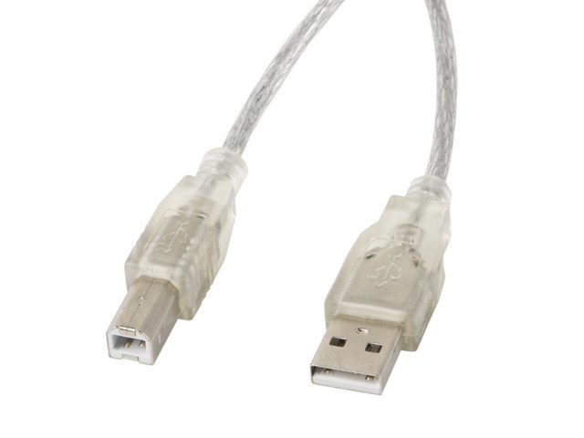 Lanberg CA-USBA-12CC-0030-TR USB kabel 3 m USB 2.0 USB B Průhledná