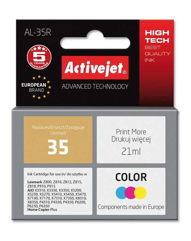 Activejet Inkoust AL-35R (Lexmark 35 18C0035 náhradní; Premium; 21 ml; barevný)