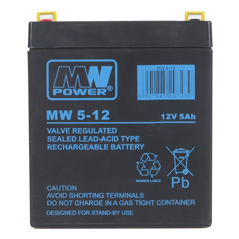 MPL MW POWER MW 5-12 Baterie do UPS Kyselinová olověný akumulátor VRLA AGM Bezúdržbový 12 V 5 Ah Černá