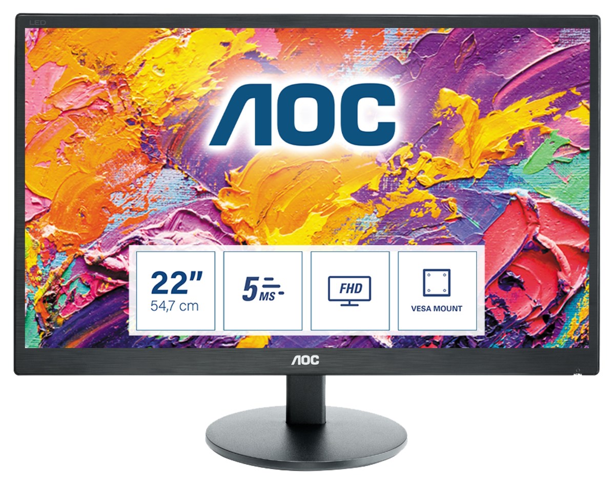 AOC 70 Series E2270SWDN LED display 54,6 cm (21.5") 1920 x 1080 px Full HD Černá