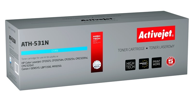 Activejet tonerová kazeta ATH-531N (náhrada za HP 304A CC531A, Canon CRG-718C; Supreme; 3200 stran; modrá)