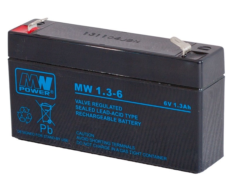 MPL MW POWER MW 1.3-6 Baterie do UPS Kyselinová olověný akumulátor AGM Bezúdržbový 6 V 1,3 Ah Černá