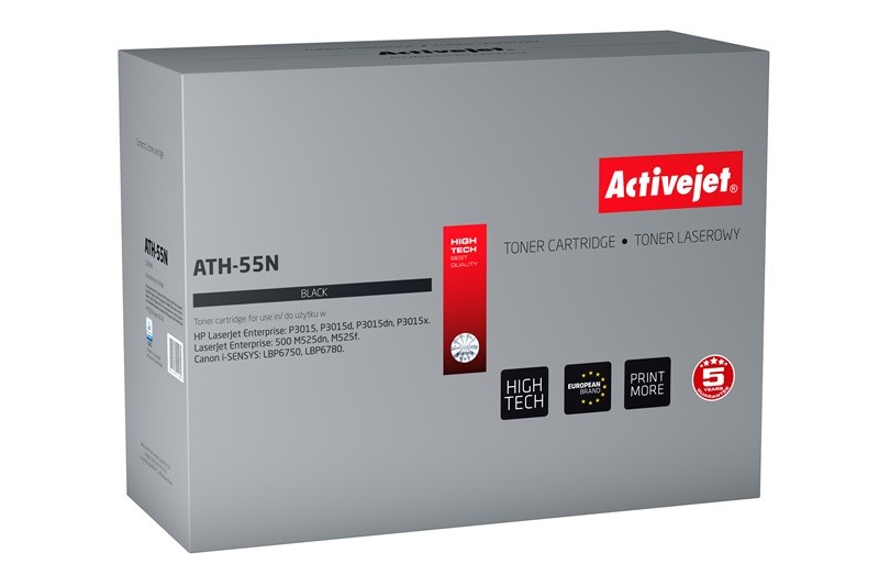 Activejet Toner ATH-55N (zamiennik HP 55A CE255A, Canon CRG-724; Supreme; 6000 stron; czarny)