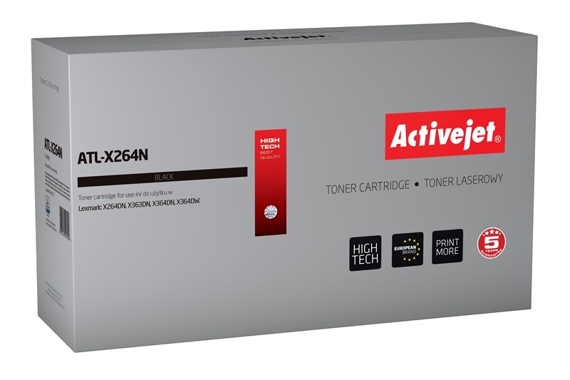 Activejet Tonerová kazeta ATL-X264N (náhradní kazeta Lexmark X264H11G; Supreme; 9000 stran; černá)