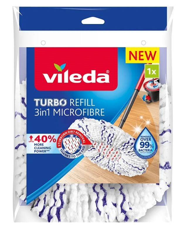 VILEDA TURBO 3w1 příslušenství pro mytí podlah Mopovací podložky Mikrovlákno 1 kusů Bílá