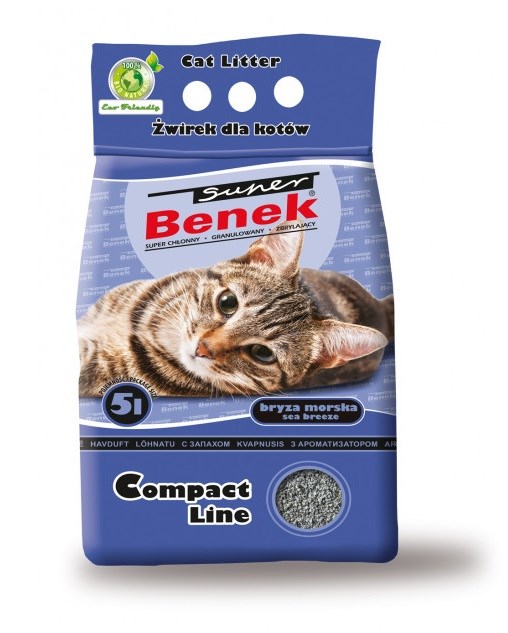 SUPER BENEK COMPACT Kočičí stelivo Bentonitová drť Mořský vánek 5 l