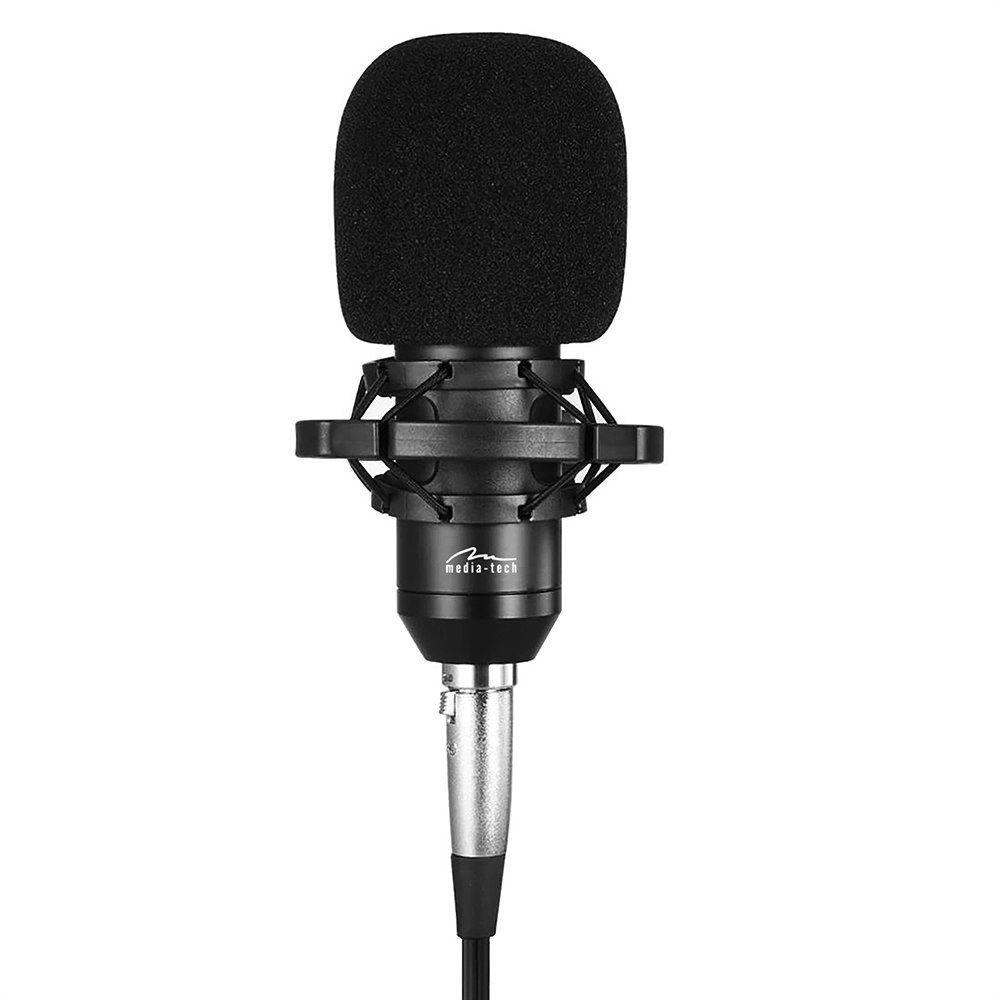 MEDIA-TECH STUDIO AND STREAMING MICROPHONE MT396 Kondenzátorový mikrofon + zvuková karta USB Černá