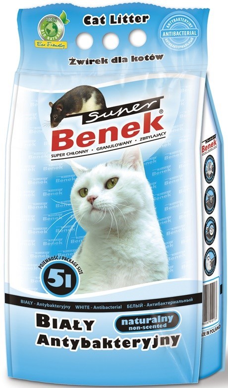 Certech Super Benek Bílá Antibakteriální - Hrudkující stelivo pro kočky 5 l