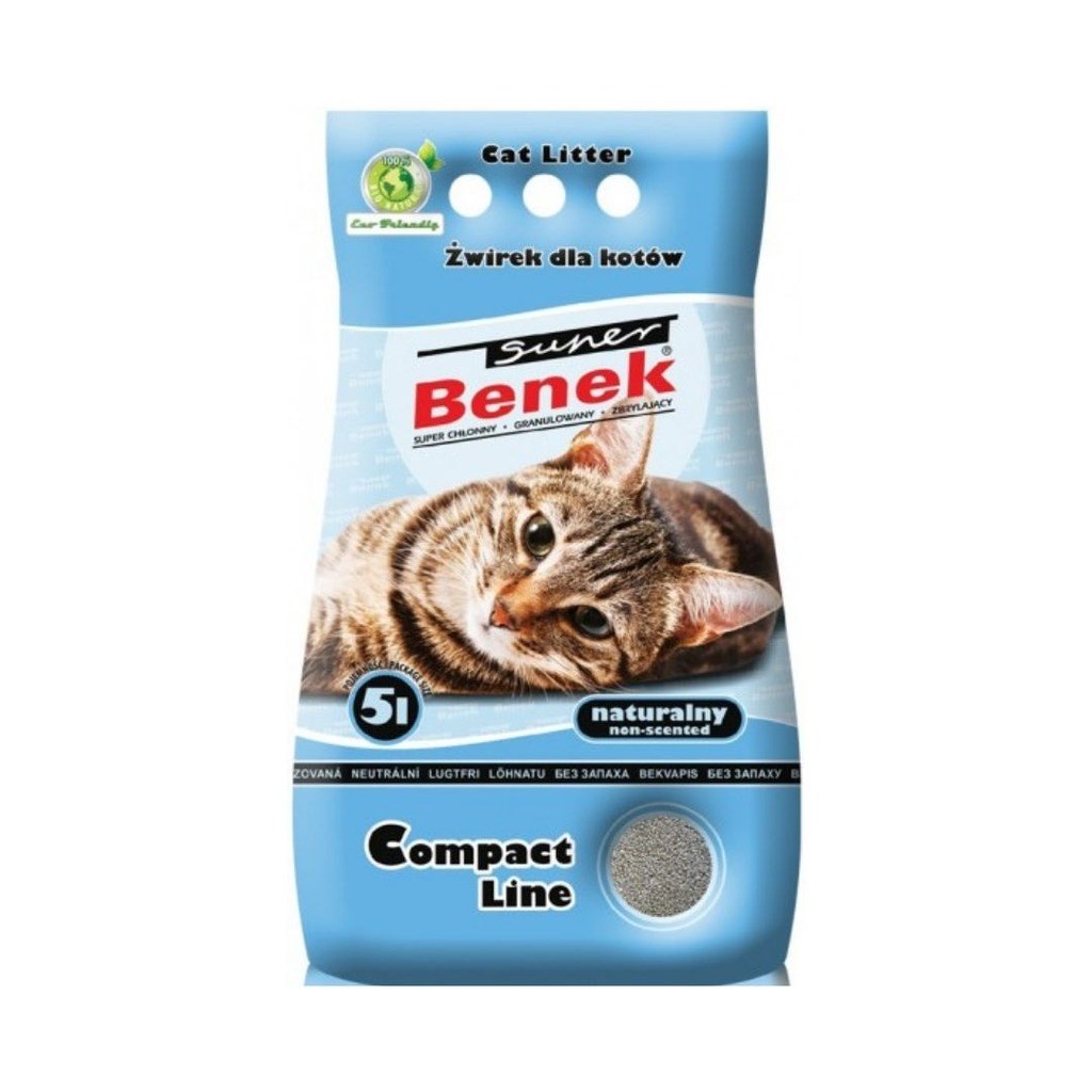 Certech Super Benek Compact Natural - Hrudkující stelivo pro kočky 5 l