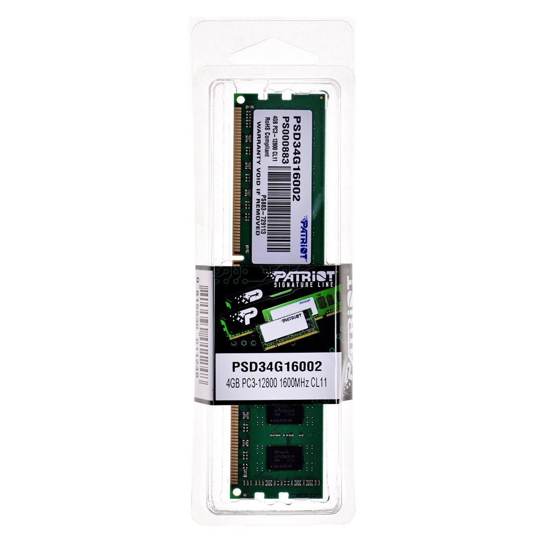 Patriot Memory 4GB PC3-12800 paměťový modul DDR3 1600 MHz