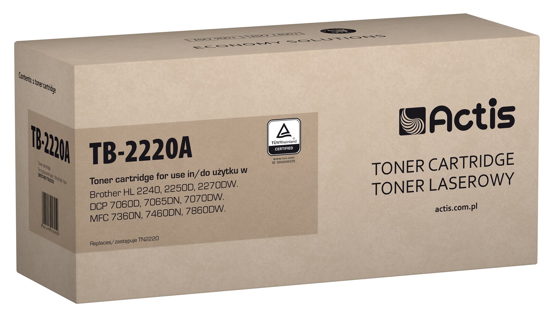 Actis Tonerová kazeta TB-2220A (náhradní kazeta Brother TN-2220; standardní; 2600 stran; černá)
