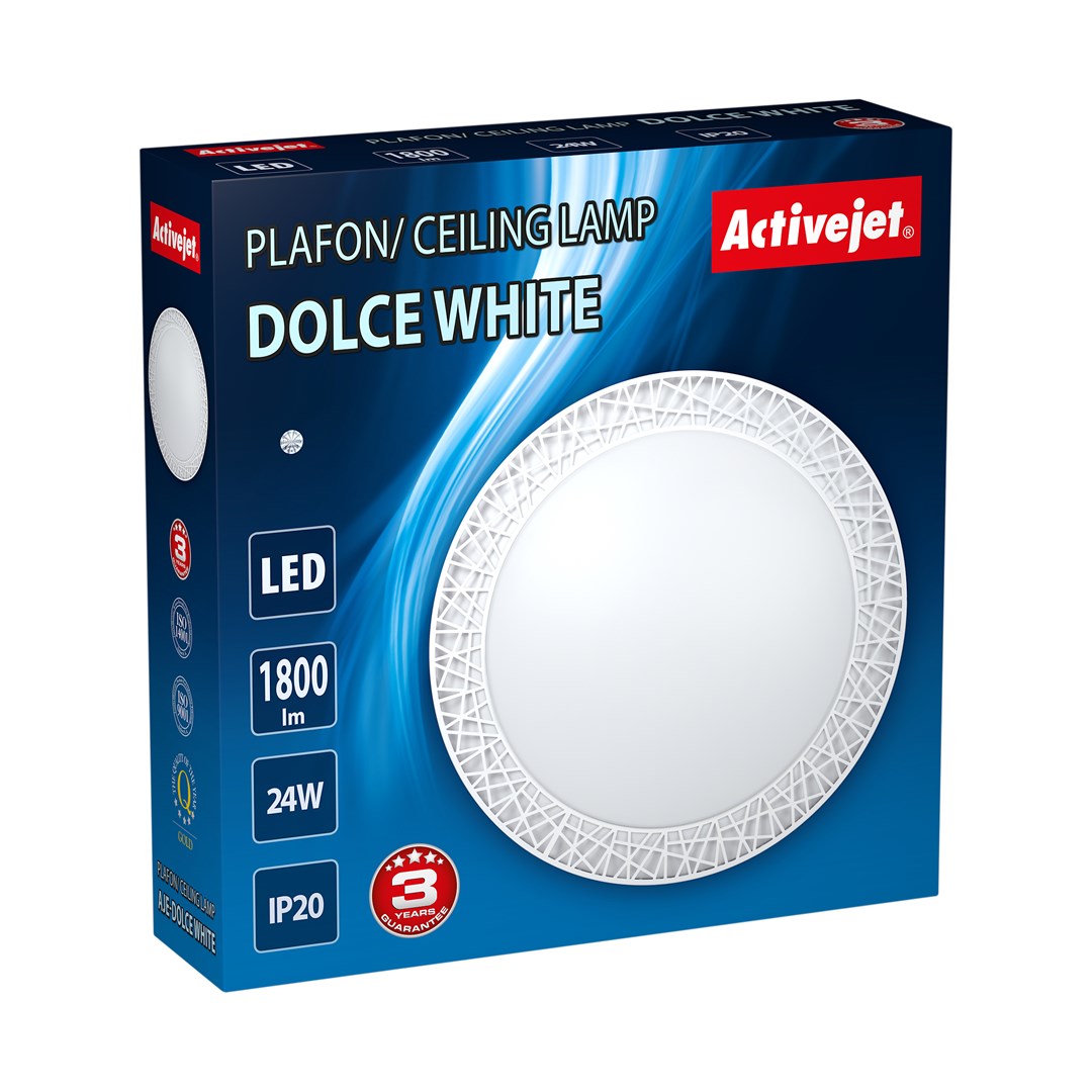 Activejet Plafon LED AJE-DOLCE White stropní osvětlení Bílá Žárovky bez možnosti výměny G