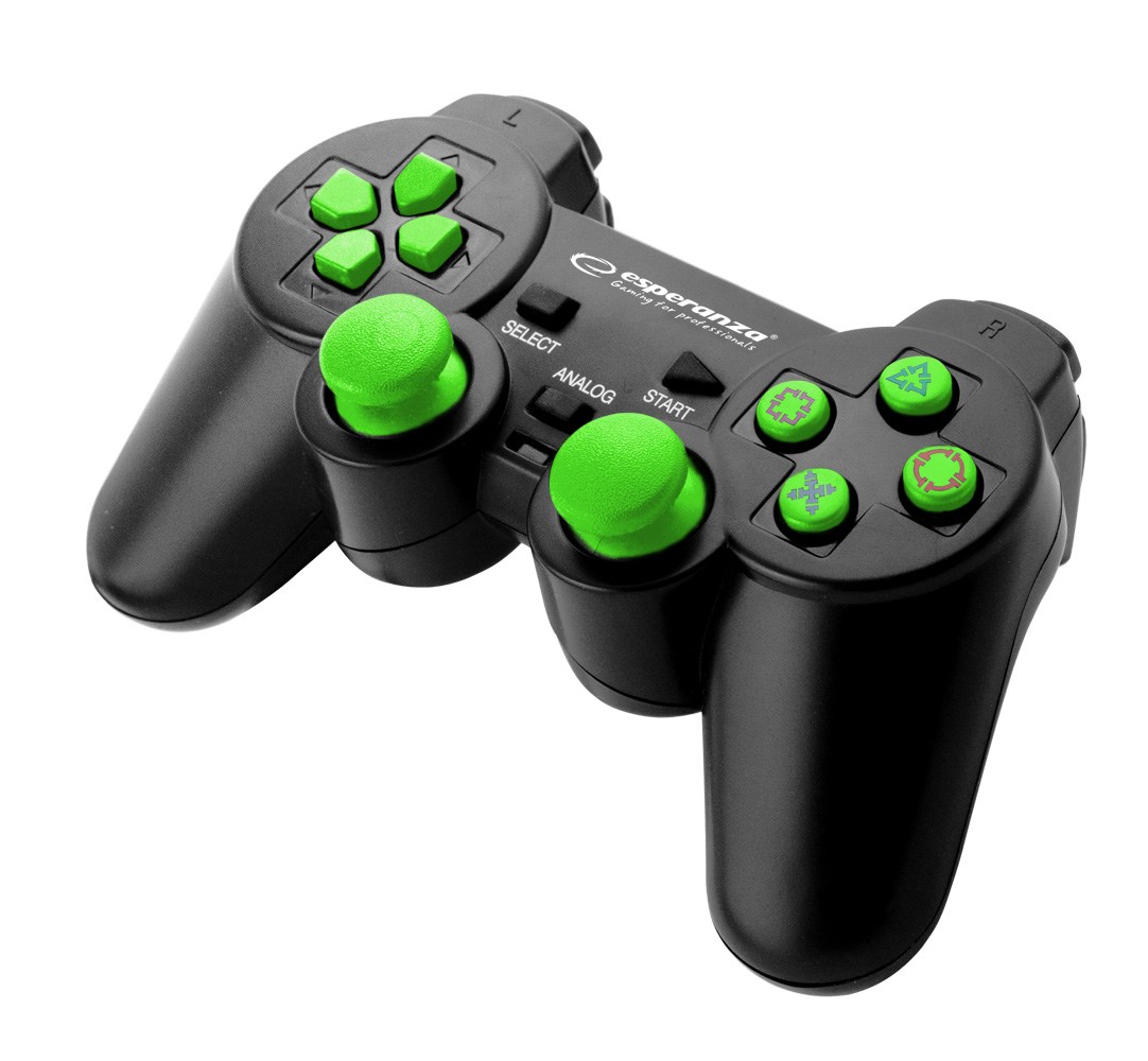 Esperanza EGG106G herní ovladač Gamepad PC,Playstation 2,Playstation 3 Analogový/digitální USB 2.0 Černá, Zelená