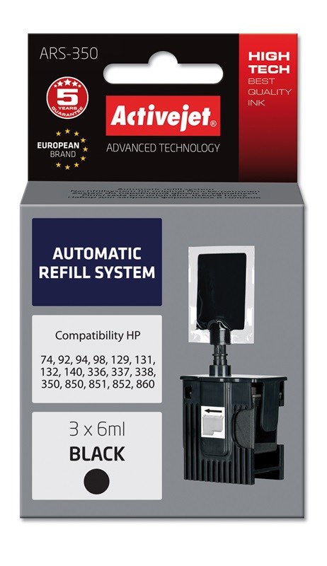 Activejet ARS-350 inkoustová náplň 3 kusů Kompatibilní Vysoká (XL) výtěžnost Černá