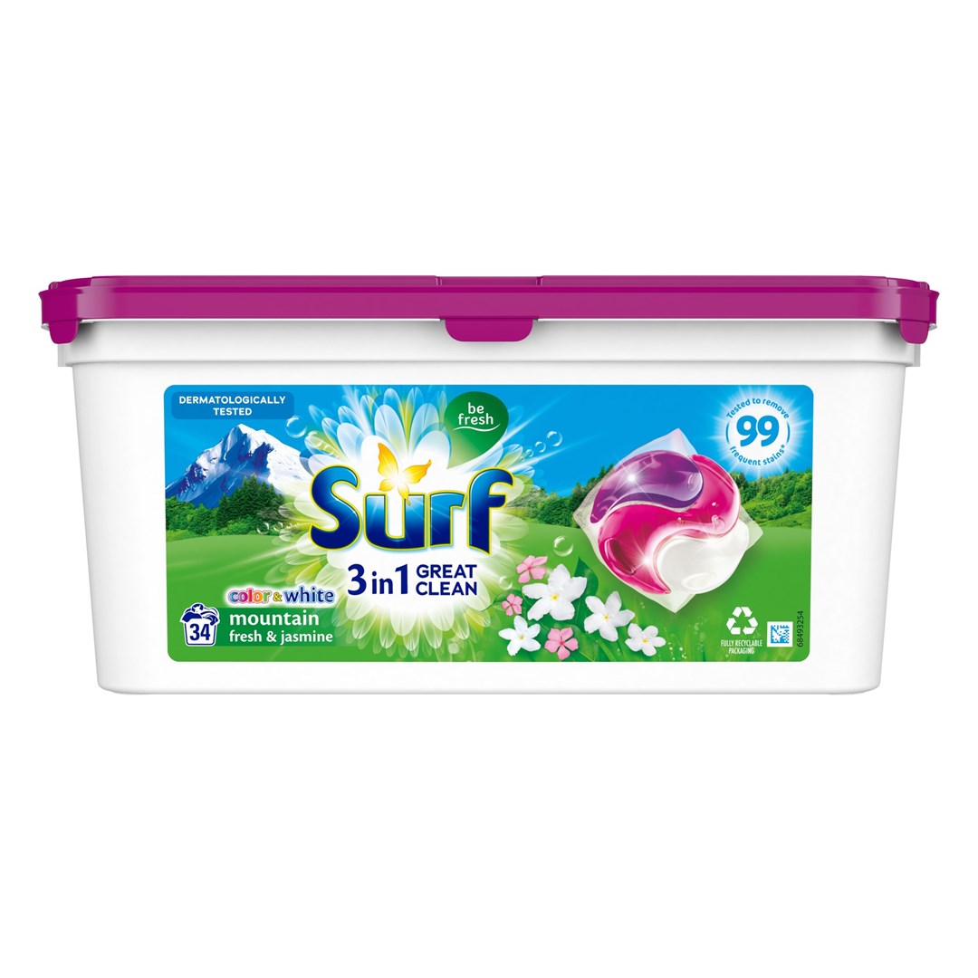 Surf Washing Pods Color & White Mountain Freshness 34 pieces
