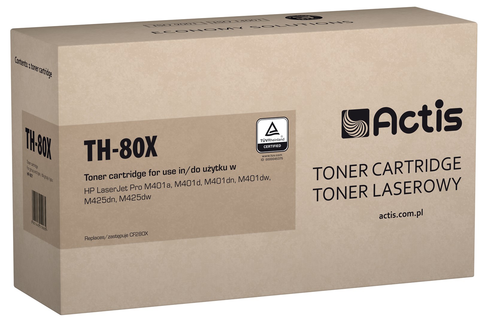 Actis Tonerová kazeta TH-80X (náhradní HP 80X CF280X; standardní; 6900 stran; černá)