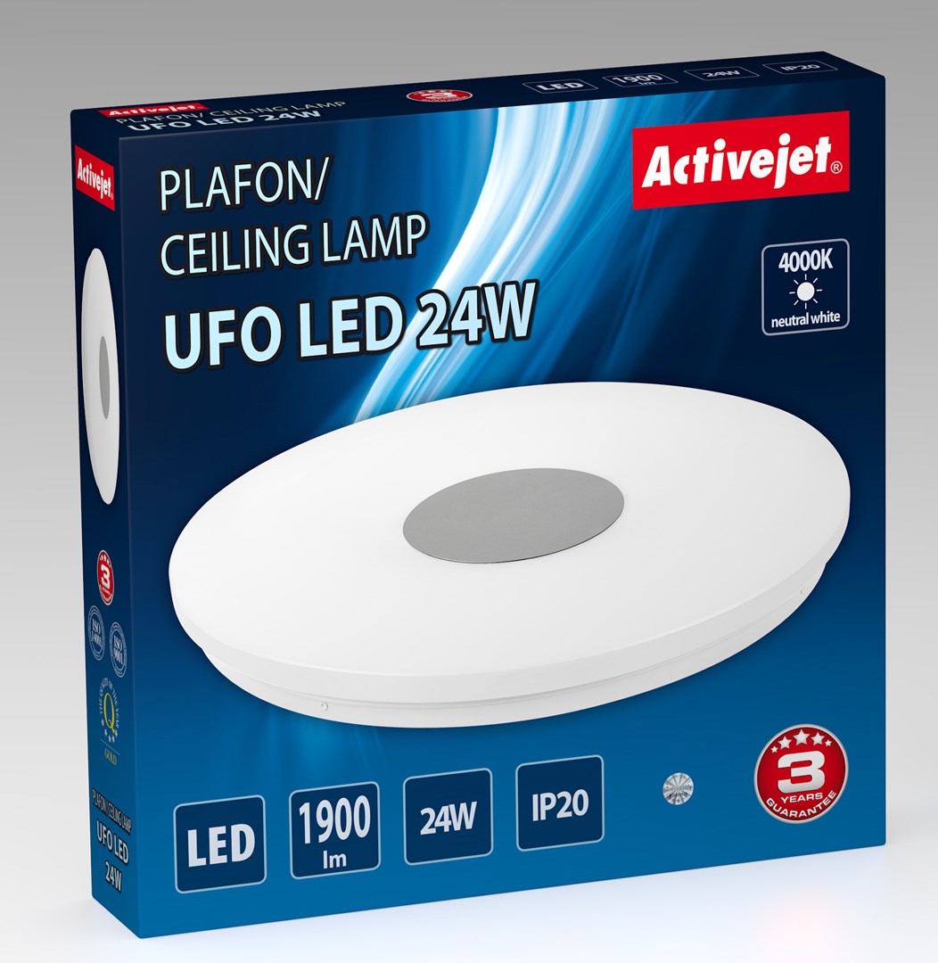 Activejet AJE-UFO 24W stropní osvětlení Stříbrná, Bílá Žárovky bez možnosti výměny LED G