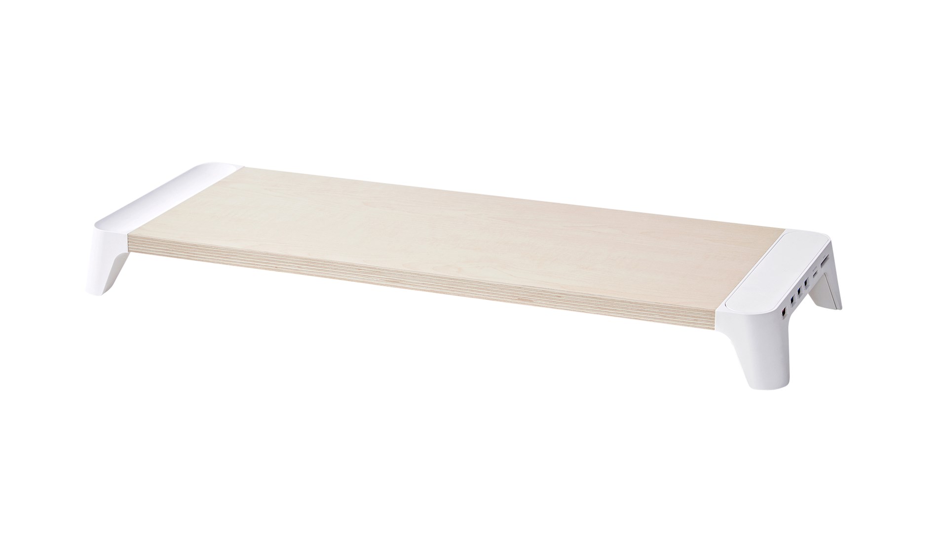 Dřevěný stojan na monitor s rychlonabíječkou POUT EYES 7 bílá barva