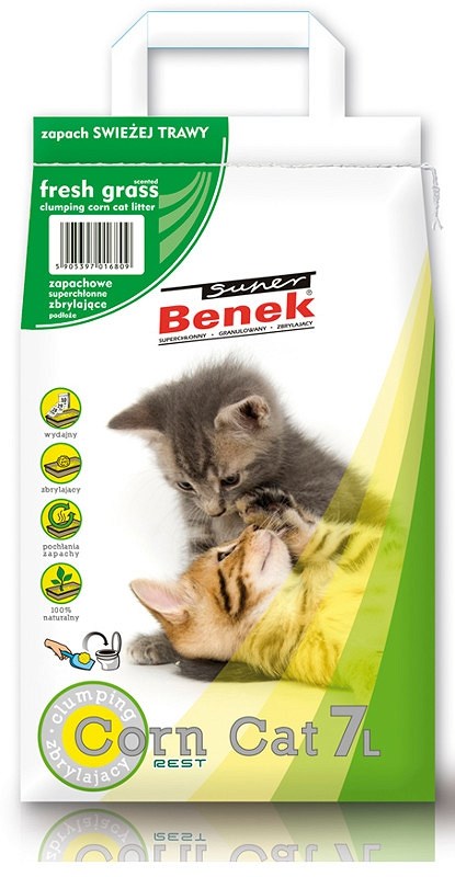 Certech Super Benek Corn Cat Čerstvá tráva - Hrudkující kukuřičná podestýlka 7 l