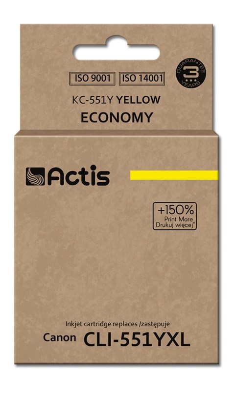 Actis Inkoust KC-551Y (náhradní inkoust Canon CLI-551Y; standardní; 12 ml; žlutý)