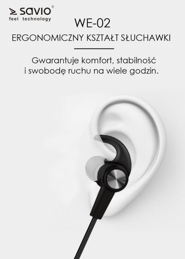 Bezdrátová sluchátka Bluetooth Savio WE-02