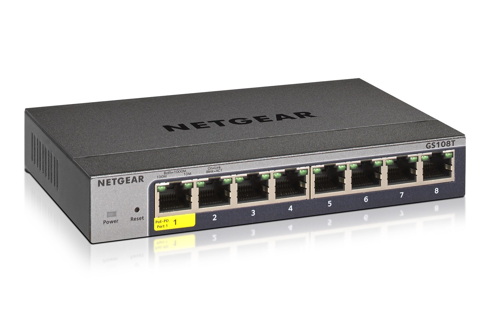 NETGEAR GS108Tv3 Řízený L2 Gigabit Ethernet (10/100/1000) Šedá