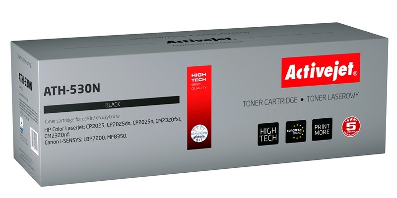 Activejet tonerová kazeta ATH-530N (náhrada za HP 304A CC530A, Canon CRG-718B; Supreme; 3800 stran; černá)