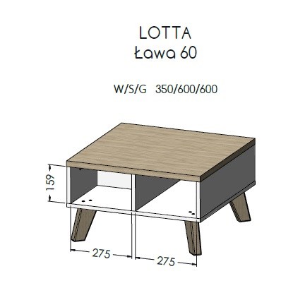 Cama LOTTA LAW 60 konferenční/odkládací stolek Konferenční stolek Čtvercový tvar 4 noha/nohy