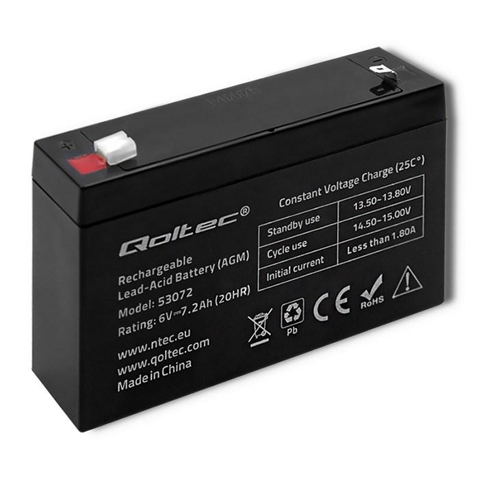 Qoltec 53072 AGM baterie | 6V | 7,2 Ah