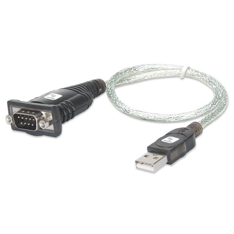 Techly IDATA USB-SER-2T sériový kabel Černá, Metalická 0,45 m USB Typ-A DB-9