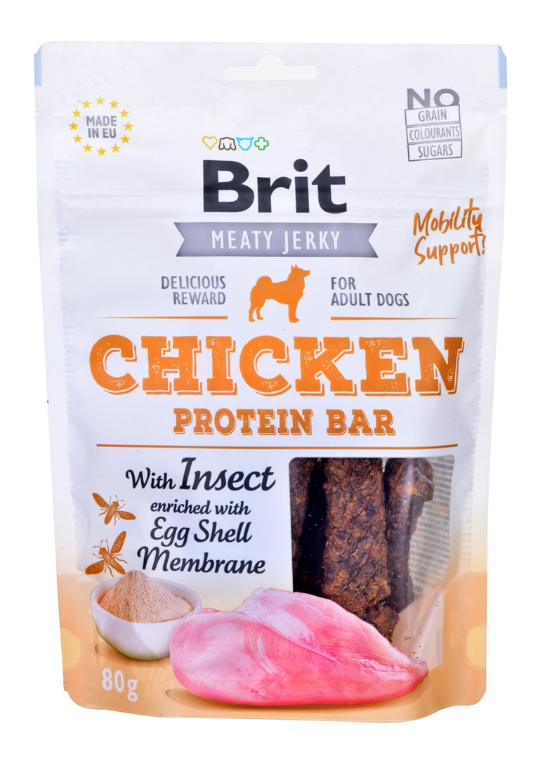 Brit Jerky Chicken Protein Bar with instect - Kuře - psí pamlsek - 80 g