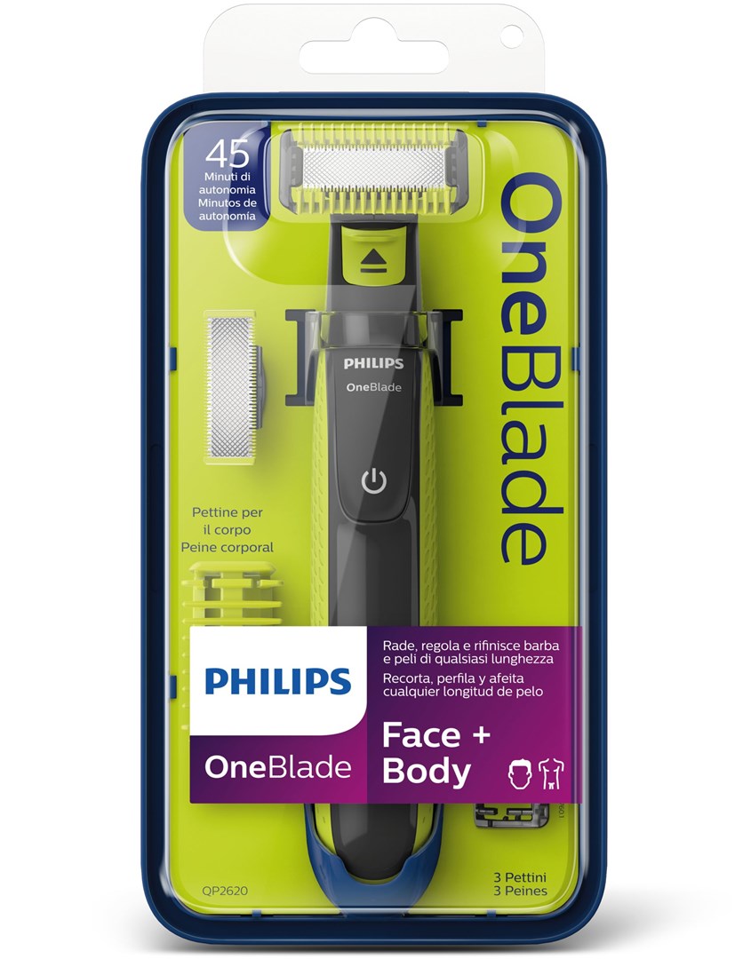 Philips Norelco OneBlade Zastřihuje, tvaruje a holí. Tvář + Tělo