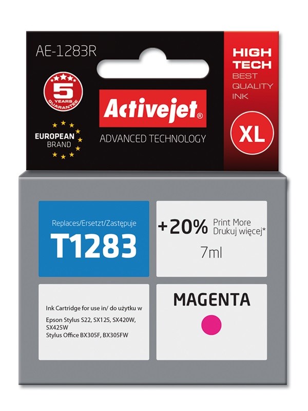 Activejet Inkoust AE-1283R (náhradní inkoust Epson T1283; Premium; 7 ml; červený)
