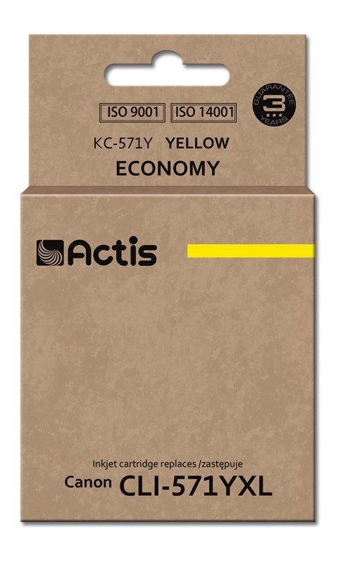 Actis Inkoust KC-571Y (náhradní inkoust Canon CLI-571Y; standardní; 12 ml; žlutý)