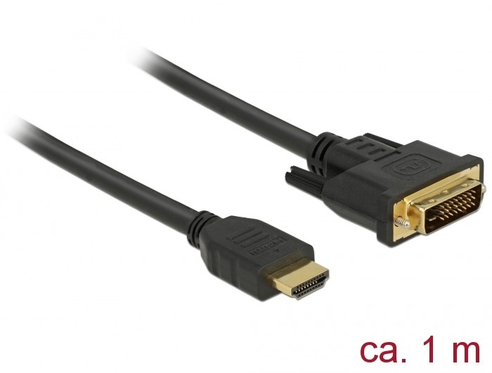 DeLOCK 85652 adaptér k video kabelům 1 m HDMI Typ A (standardní) DVI Černá